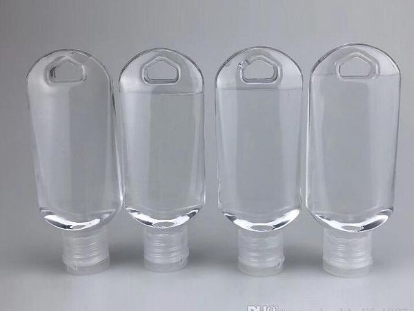 

2020 50ml empty alcohol refillable bottle with key ring hook clear transparent plastic hand sanitizer bo wmtiaz mywjqq