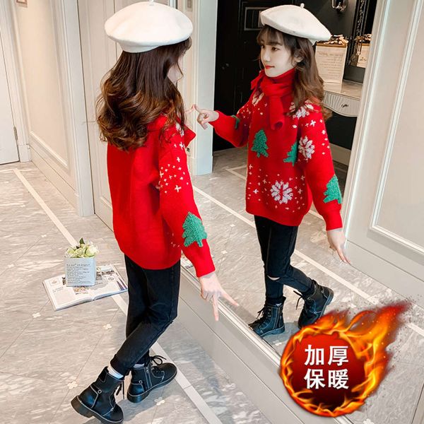 

children's clothing autumn and winter 2020 new korean girls' christmas sweater, Blue