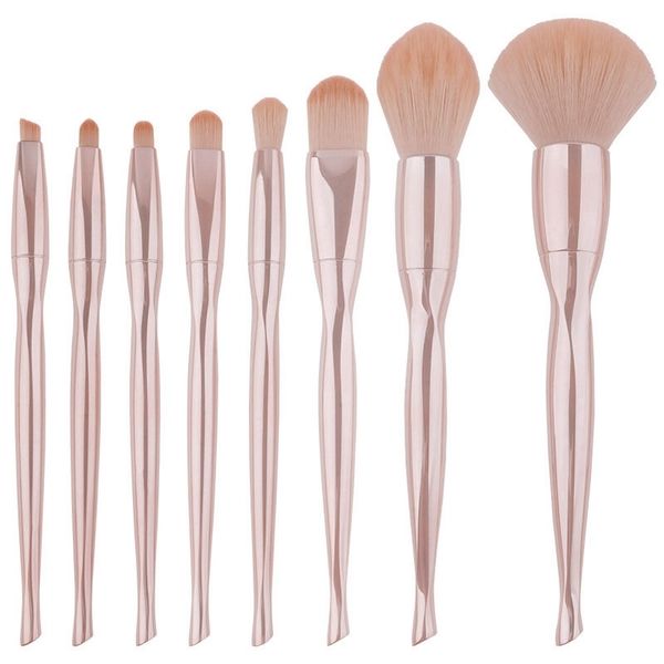 

8pcs/set makeup brushes set with pu bag plating handle professional makeup brushes shadow eyebrow powder make up brush comestic tool
