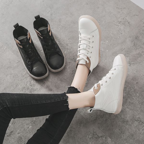 

peipah autumn women 100% genuine leather sport flat shoes female ankle boots woman lace up winter rubber boots ladies sneakers 1026, Black