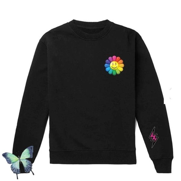 

2021 new sunflower pattern sweatshirt men women 100%cotton plus velvet sweatshirts j balvin casual pullover r5hh, Black