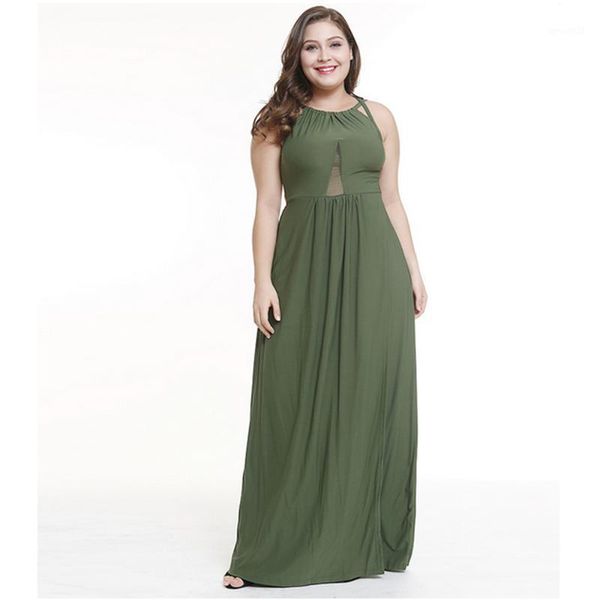 

casual dresses lady plus size solid long sleeveless for women summer hollow back spaghetti starp o-neck office party dresses1, Black;gray