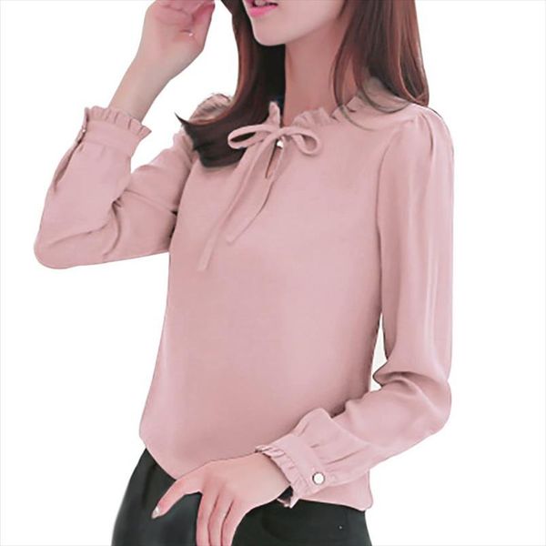 

осень женщины рубашки с длинным рукавом стенд воротник bow блузы elegant ladies шифоновая блуза топы мода управление рабочая одежда, White