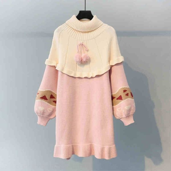 

sgkxv medium length high neck pullover sweater for women fall winter 2019 dress sweet little new knitted loose pullover dress dressstudent f, White;black