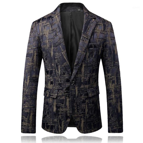 

2020 new men's fashion boutique printing party wedding blazer male high-end business casual single buckle suit jacket coats1, White;black