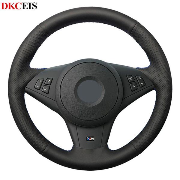 

hand-stitched black soft artificial pu leather car steering wheel cover for e63 e64 cabrio m6 2005-2010 e60 m5 2005-2008