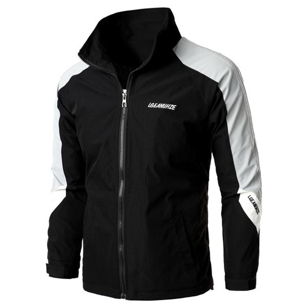 

2021 new men jacket thin slim long sleeve jackets windbreaker male outwear brand clothing casual streetwear plus size 5xl jho7, Black