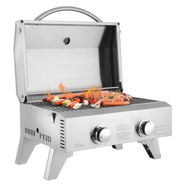 

portable small oven stainless steel tailgating camping beach party small deck double row double head gas grill bbq new arrival
