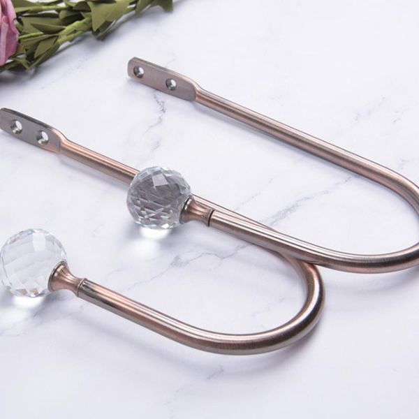

2020 curtain holdback wall mounted room vintage u shaped accessories crystal ball window hanger tassel hooks holder1