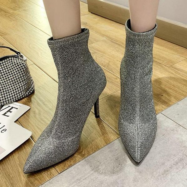 

boots 2021 elegant women's autumn pointed toes brand design solid shoes woman ladies high heels party club dress pumps, Black