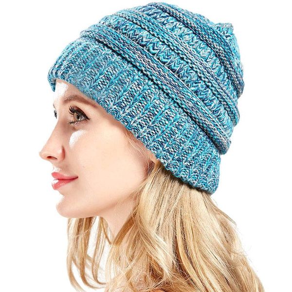 

women peaked beanie cable knitted cap stretch soft hat color mixing warm bonnet bonnets wholesale woman bonnet, Blue;gray