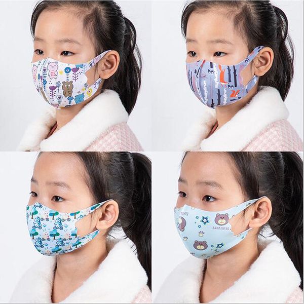 

kid random designer mask face print mask kid mouth mask dustproof househould protective ice silk cotton field pink cover protective masks