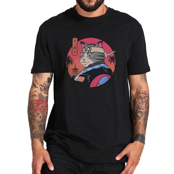 

samurai cat t shirt funny novelty t shirt eu size pure breathable tee dgt print sport hooded sweatshirt hoodie