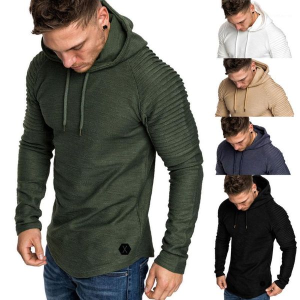 

fashion hoodies slim fit male men's autumn winter pleats slim fit raglan long sleeve hoodie blouse sportswear solid color1, Black