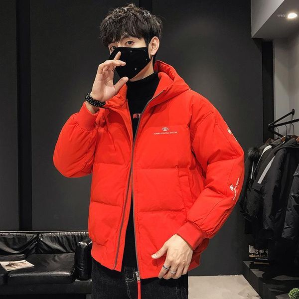 

mimi the new 2020 winter down jacket brief paragraph more popular logo handsome male cold-weather hooded jacket warm coat1, Black