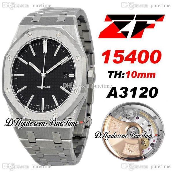 

2021 zf 41mm 15400 royal black texture dial cal a3120 automatic mens watch super edition deep engraving buckle (box) puretime zy3a, Slivery;brown