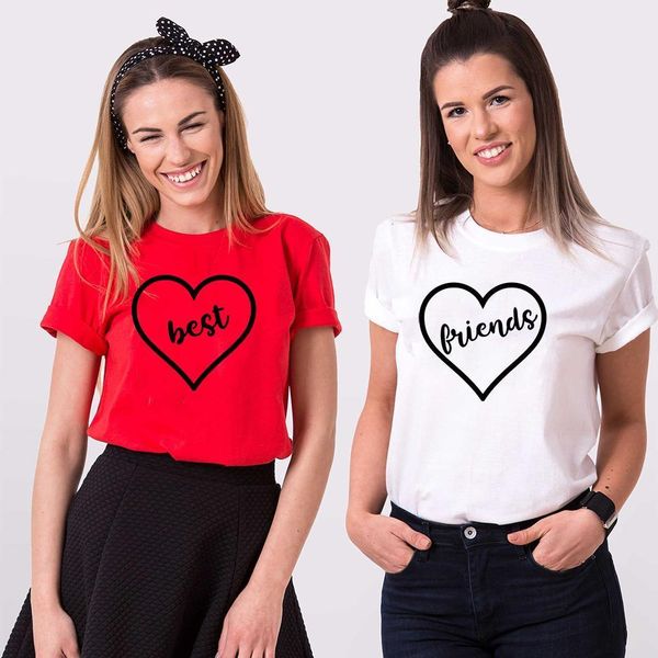 

summer bff shirts women 80s 90s fashion grunge t shirt friends funny matching shirt female short sleeve outfits, White
