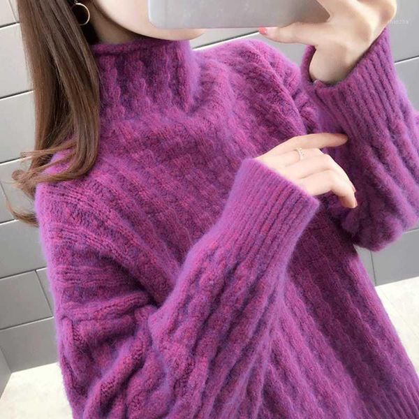 

women spring winter knitted sweater pullovers lady casual loose style turtleneck long sleeve autumn coat1, White;black