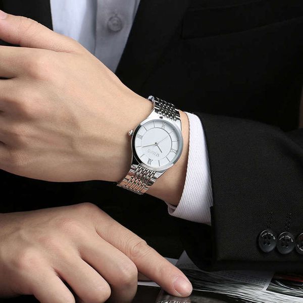 

male men's women's ultra and thin waterproof students korean version simple calendar couple watches a pair of non mechanical quart, Slivery;brown