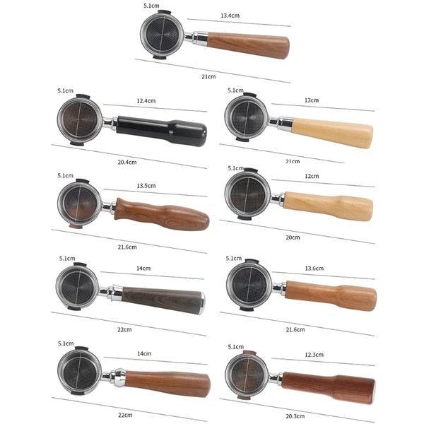 

51mm alloy coffee machine filter holder bottomless portafilter wooden/plastic q0109