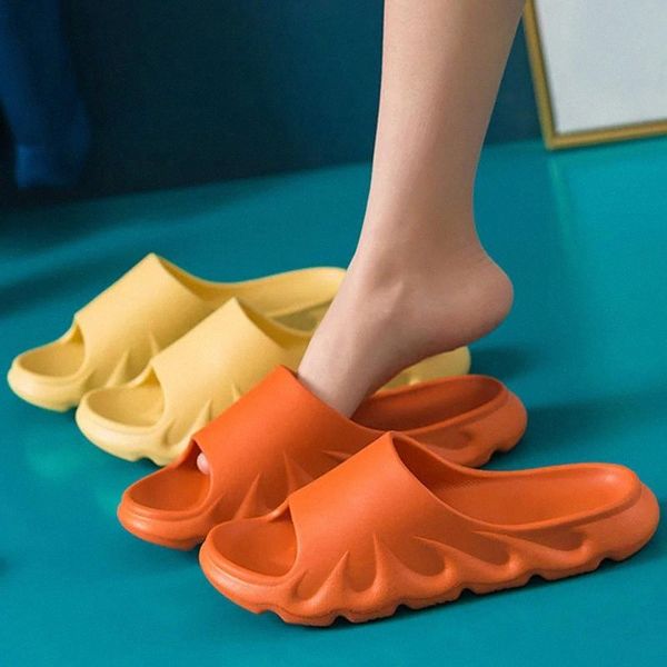 

2021 eva fire element design thick soft sole slippers women jelly color platform flip flops clear outdoor beach slides sandals #ke7x, Black