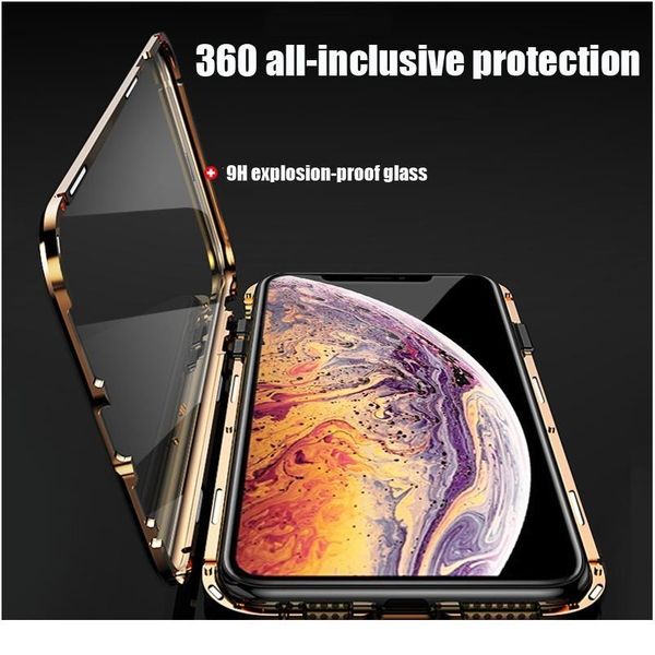 

360 magnetic metal case for iphone 11 pro x xr xs max double side tempered glass cover for iphone 1 qylhis