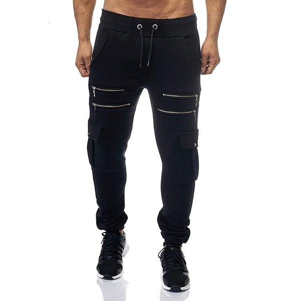 

2021 new men new fashion bodybuilding jogger track mens joggers casual pants skinny sweatpants trousers 4obn, Black