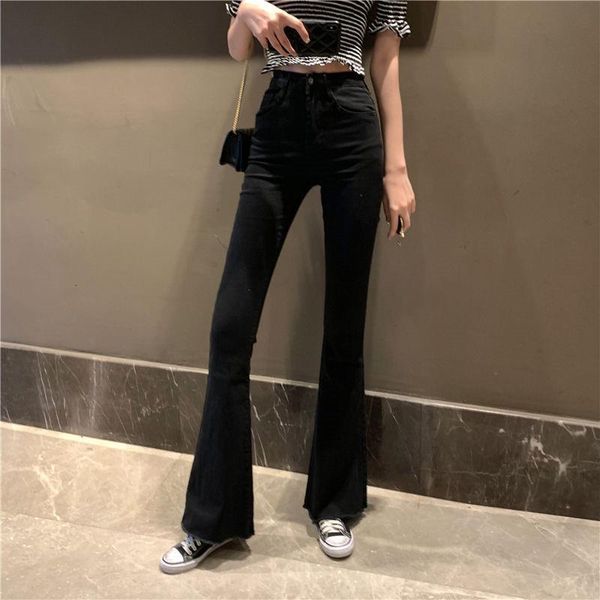 

mom black high waist flare jeans boyfriend bell bottom denim skinny woman's jeans female wide leg vintage jeans plus size xl, Blue