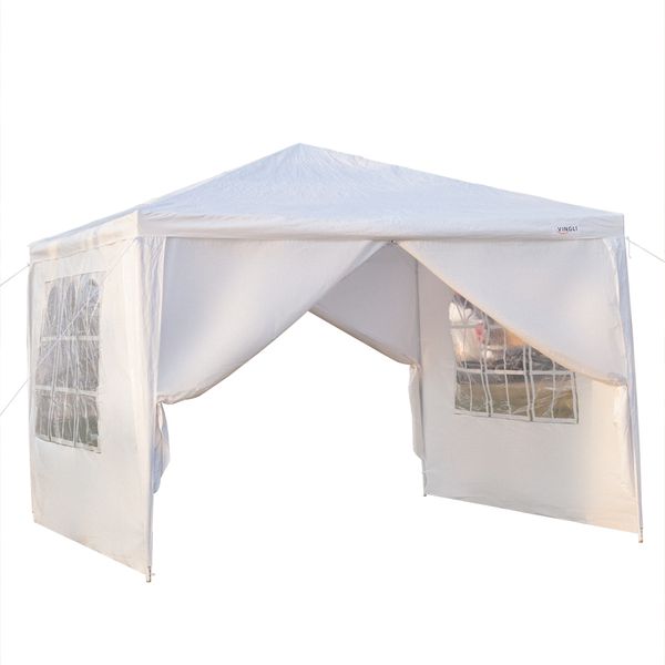 

10x10ft four sides party wedding canopy portable home use waterproof tent 3x3m gazebo pavilion with spiral tubes white ing