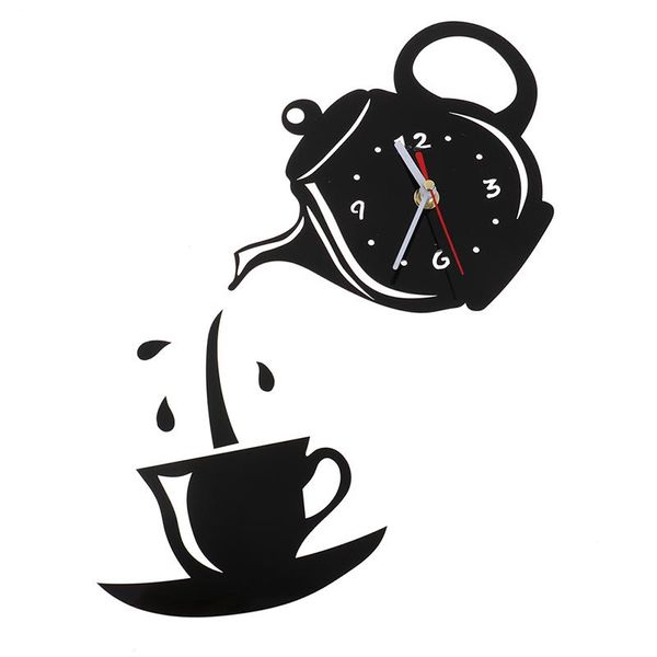 

wall clocks kitchen living room dining home decor clock creative diy acrylic coffee cup teapot 3d decorative