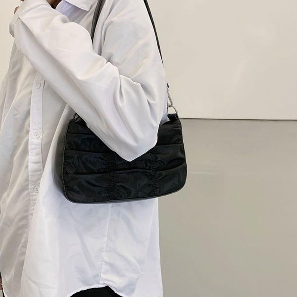 

portable handbag ladies pleated solid shoulder bag female casual shopping totes fashion exquisite shopping bag