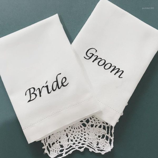 

wedding embroidery napkins, bride groom cloth napkin 45x45cm1