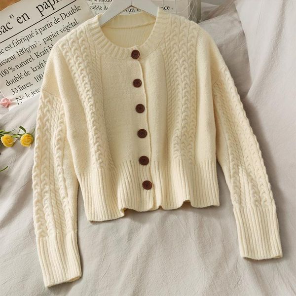 

new cardigan for women fashion single breasted sweater slim short knitted autumn casual long sleeve sweaters 2021, White