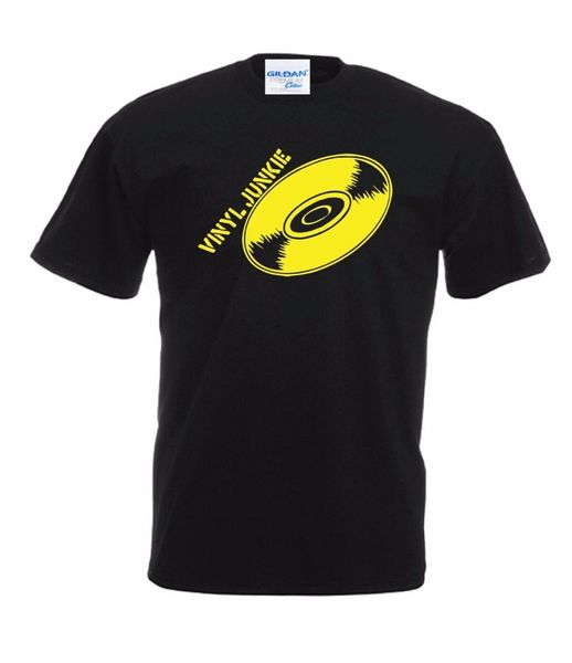 

sport 2019 men's funny 100% cotton short sleeve summer t-shirt vinyl junkie music dj dance rock new t shirt