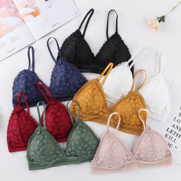 

bras thin cup full lace deep v women rimless sports bra wrapped around the chest comfortable underwear1, Red;black