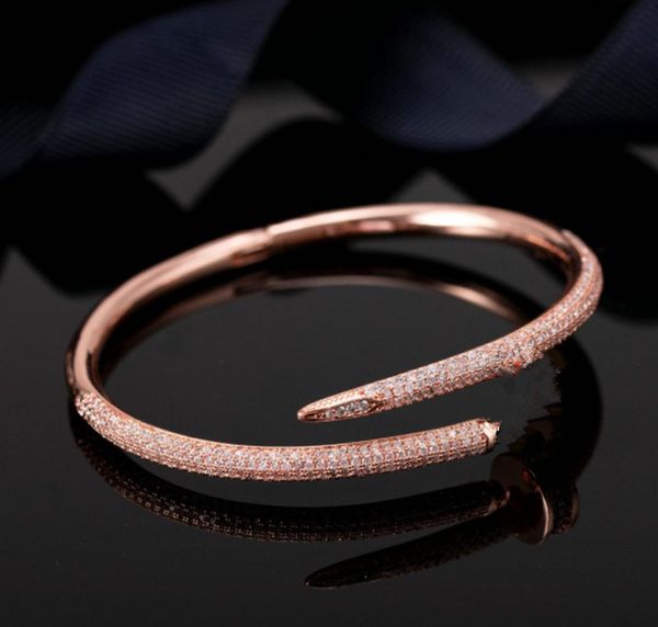 

ladies titanium steel bracelet cuffs full diamond jewelry gold silver rose gold wedding valentine's day party luxury fashion gift box, Golden;silver