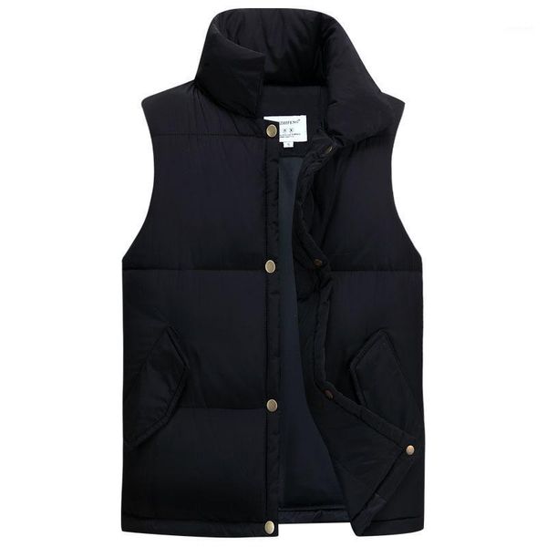 

men waistcoat casual fashion waistcoat men's autumn and winter short cotton warm coat fashion1, Black;blue