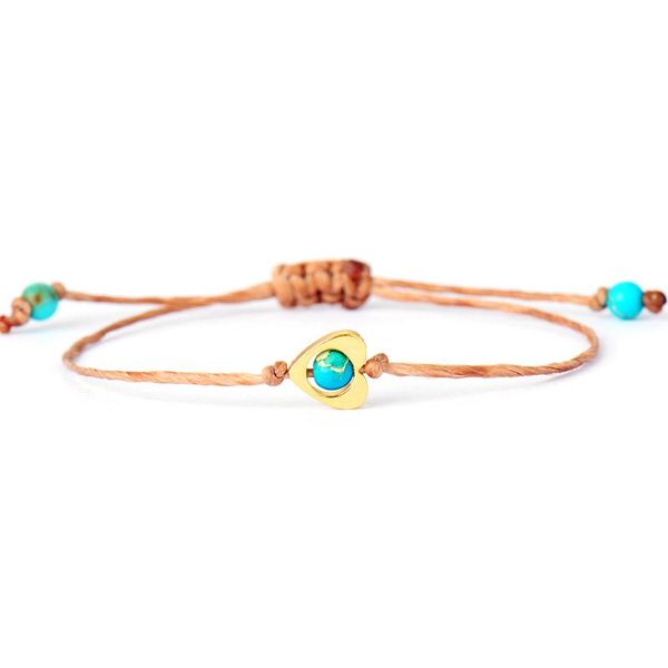 

простые wrap браслеты femme камни формы сердца струнные бусинки yoga friendship браслет богемского оптовая ювелирная jlllyi, Golden;silver