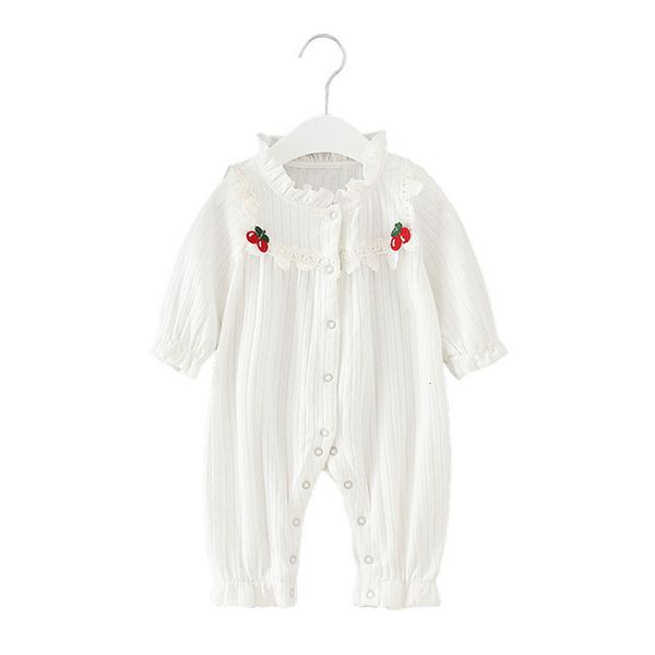 

2021 new toddler newborn boys girls infant rompers jumpsuit baby clothes long sleeve outfit with cherry embroidery 0-2t 2lk7, Blue