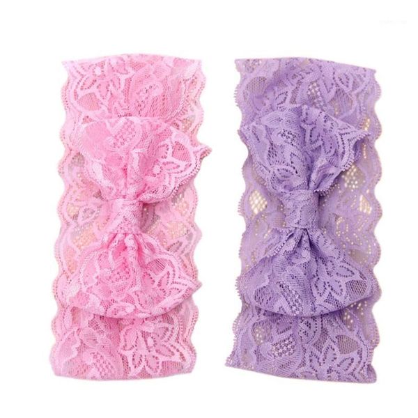 

2 pcs kids baby girl lace bowknot headband headwear - pink & purple1, Slivery;white