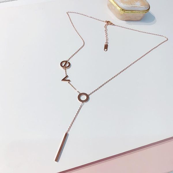 

korea titanium steel love rose gold simple necklace short collar chain with collar for girl fashion neck jewelry accessories, Silver