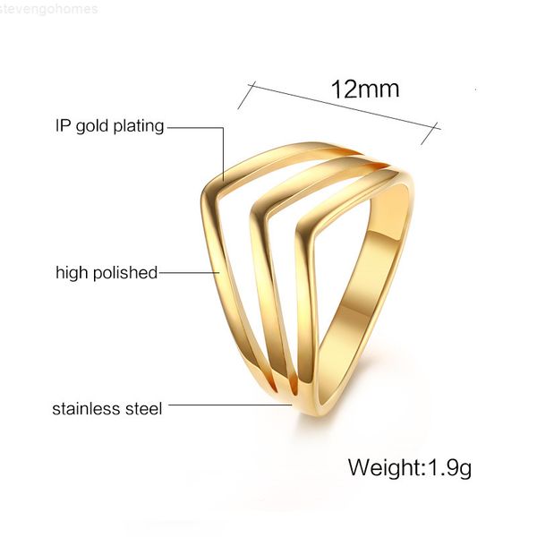 

ring shape 3v chevron for women titanium design steel wedding bands bague trendy letter jewelry r-240, Silver