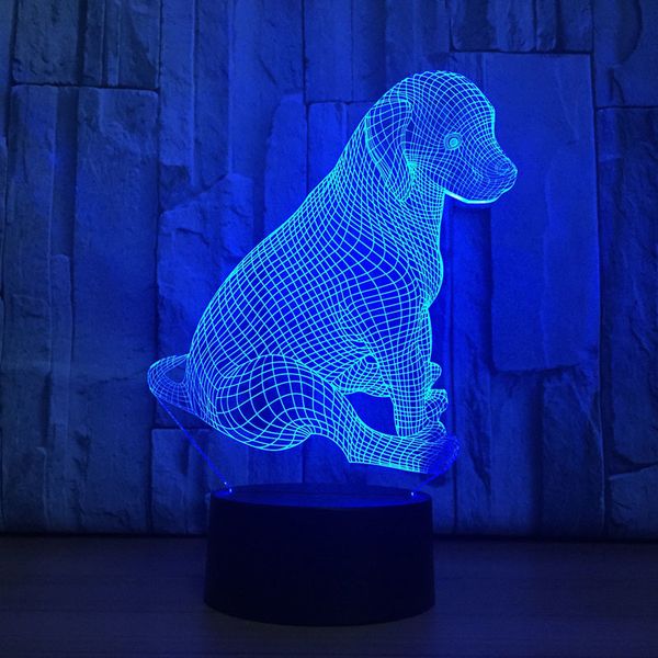 

2021 new cute puppy dog shape 3d visual illusion usb cartoon night light led 7 color sleep table lamp children christmas gifts 0t3s