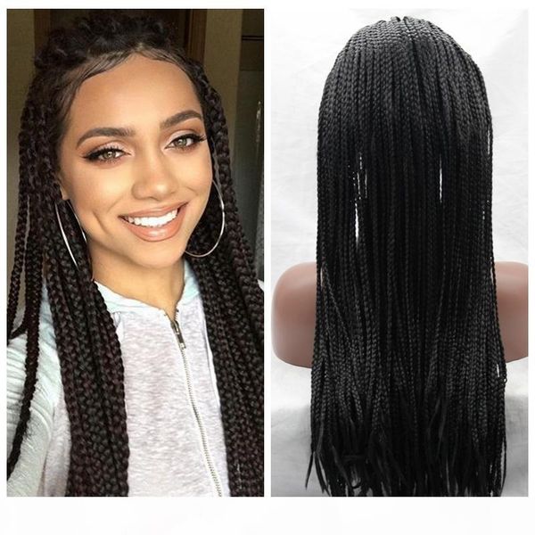 

wig 30#1b# brown black braided wigs with baby hair long braids wigs glueless synthetic lace front wigs for black women heat resistant