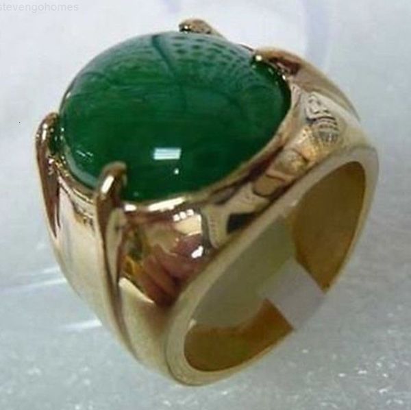 

size:8-12 men's jewelry real natural green jade ring, Golden;silver
