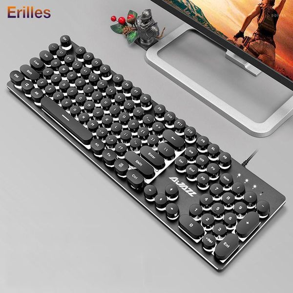 

keyboards gaming usb wired keyboard rgb backlit 104 keys round cap steampunk keypad for / game lappc ergonomic english1
