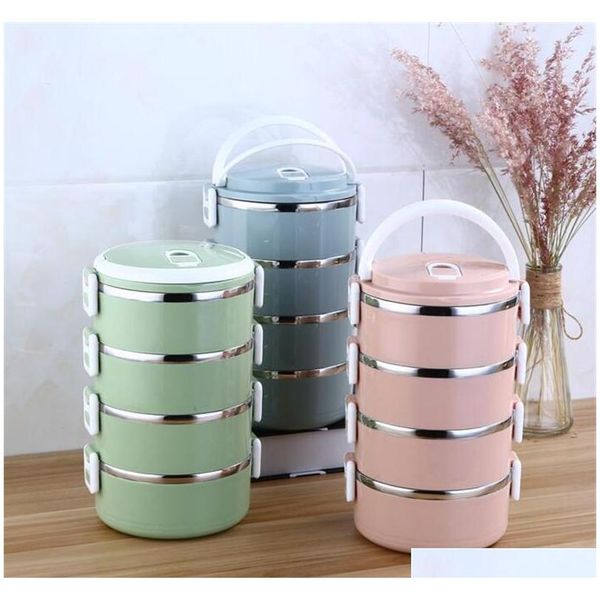 

stainless steel lunch box with handle bento box food storage container insulation student lunch box dinnerware sytip