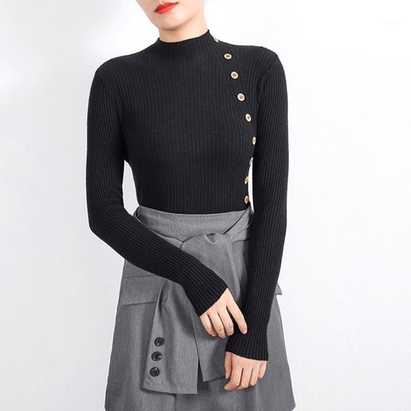 

women pullovers sweater 2019 new knitted autumn winter spring fashion elegant buttons casual ladies 1, White;black