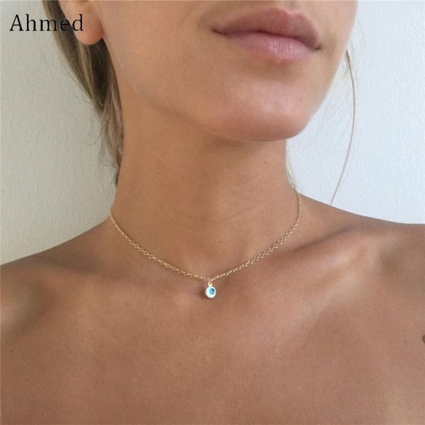 

женский кулон ключицы choker 3цвета простой для турции ахмед ожерелье золота женщин способа шарма глаза цепь ювелирных изделий wmtxie otswee, Golden;silver