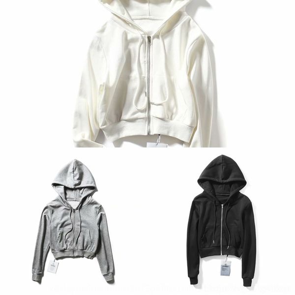 

lxpep 2019 осень мода капюшоном крышка на молнии молнии свитер свитер воротника sweaterlong рукав американской короткий свободный свитер шну, Black